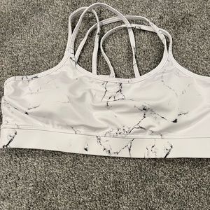 Buffbunny jade mesh sports bra in white marble
